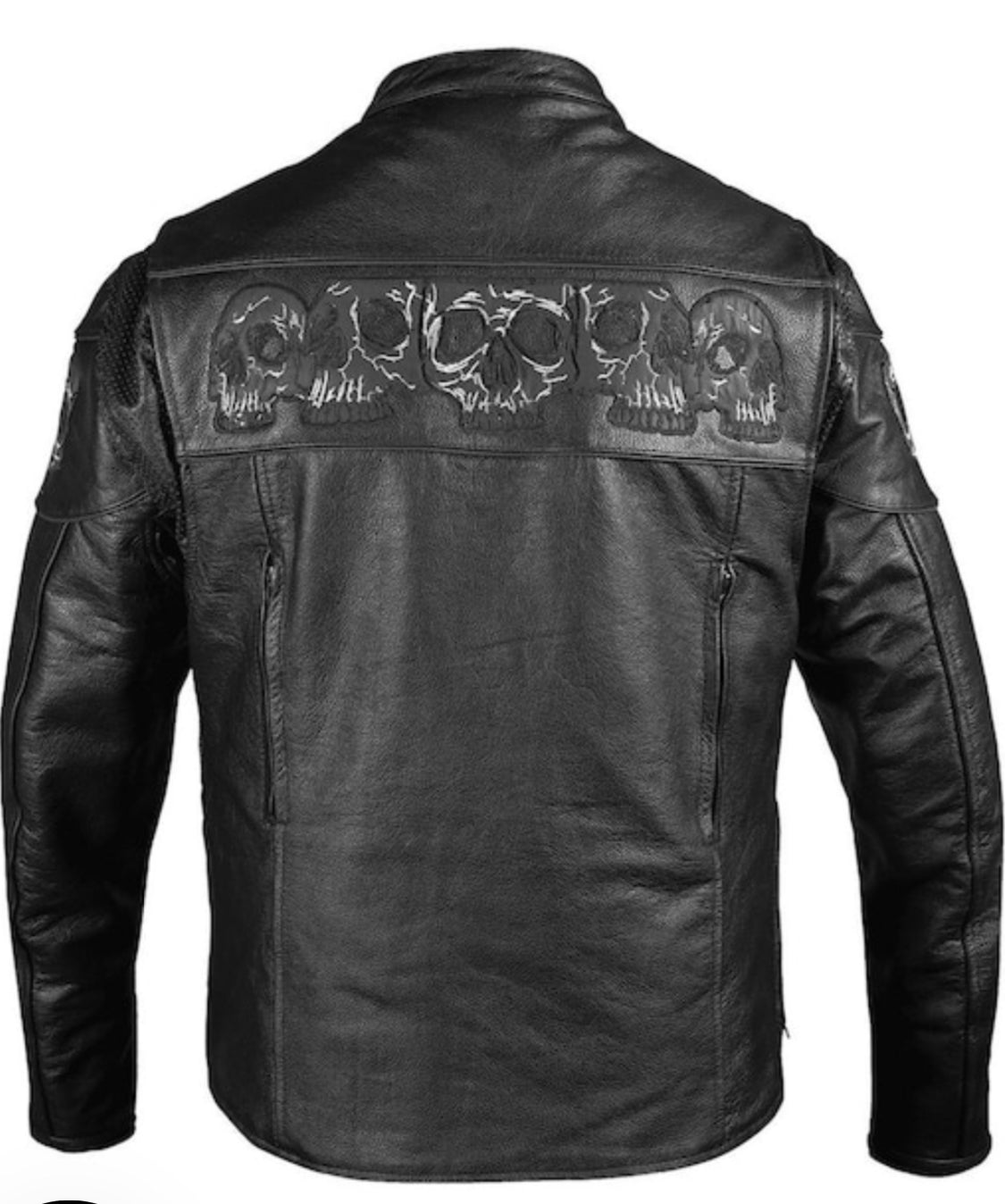 Men’s Reflective Premium Skull Cowhide Leather Motorcycle Jacket