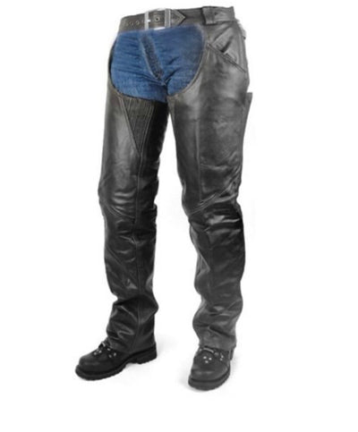 Insulated Zip-Out All Season Leather Chaps, BLACK- Men or Women
