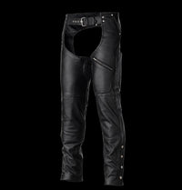 Black Zip-Out Insulated Zipper Pocket Leather Chaps – Unisex