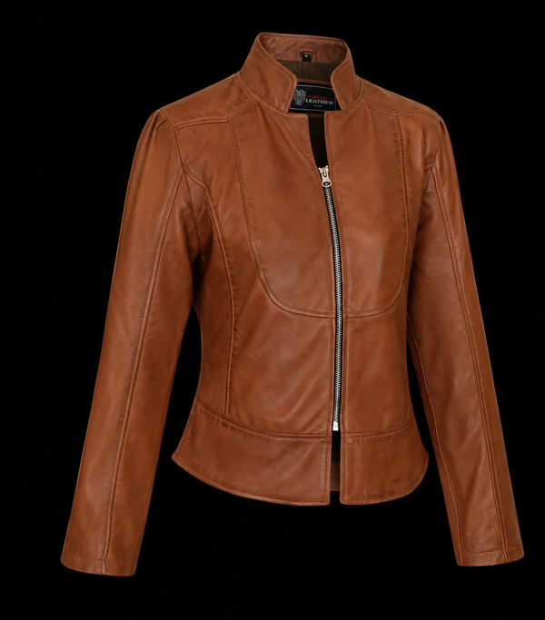 Ladies Soft Lightweight Brown Fitted Jacket