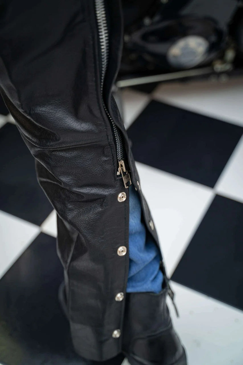 Classic Biker Leather Chaps – Men or Women