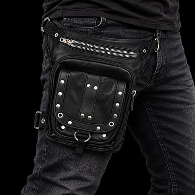 Men and Women Leather Multi-Function Thigh Bag w/ Concealed Gun Pocket