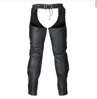 Black Zip-Out Insulated Zipper Pocket Leather Chaps – Unisex