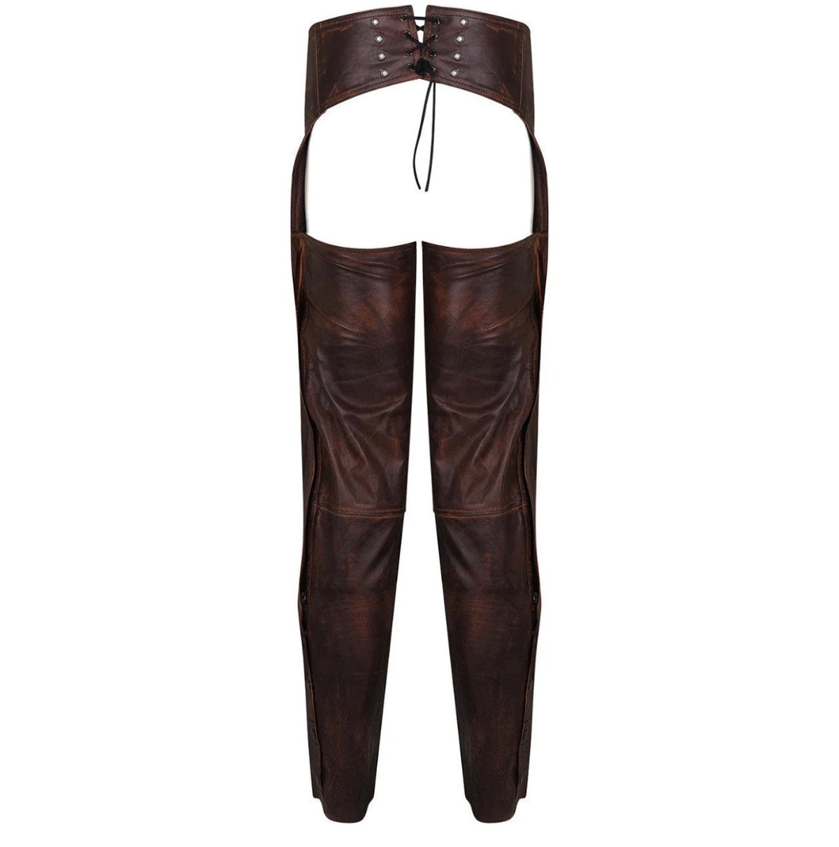 Distressed Vintage Brown Leather Chaps – Men or Women