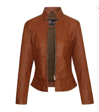 Ladies Soft Lightweight Brown Fitted Jacket