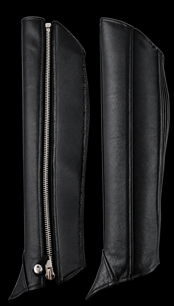 Ladies Buffalo Milled Half Leather Chaps – Black