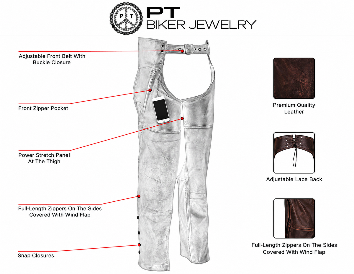 Distressed Vintage Brown Leather Chaps – Men or Women