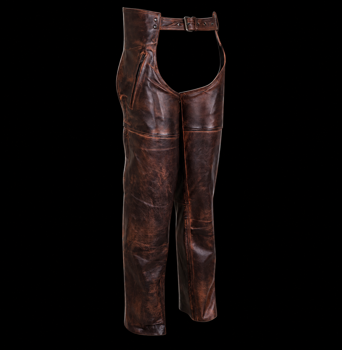 Distressed Vintage Brown Leather Chaps – Men or Women