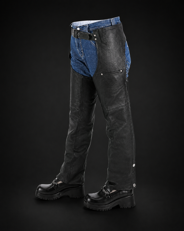Boys and Girls Children Leather Chaps- Black