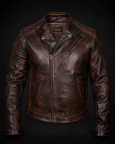 Men’s Vintage Brown Cowhide Leather Riding Jacket