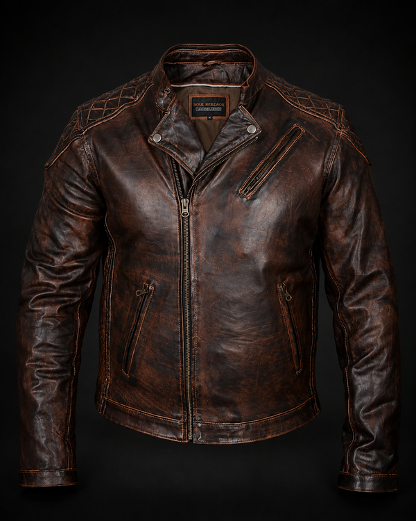 Men’s Vintage Brown Cowhide Leather Riding Jacket