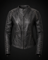 Ladies Lightweight Distressed Gray Goatskin Leather Jacket