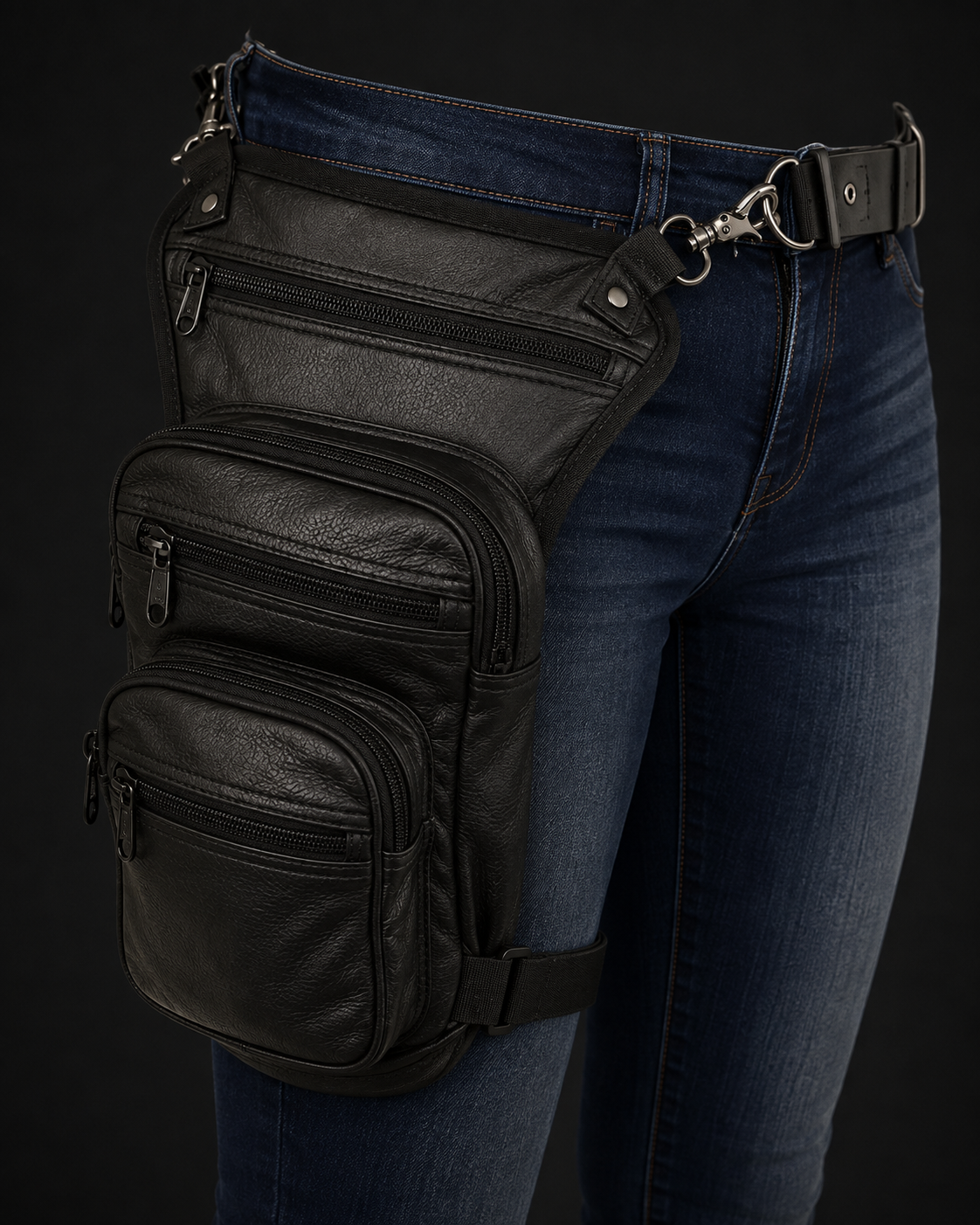 Leather Thigh Bag w/ Waist Belt and Concealed Gun Pocket