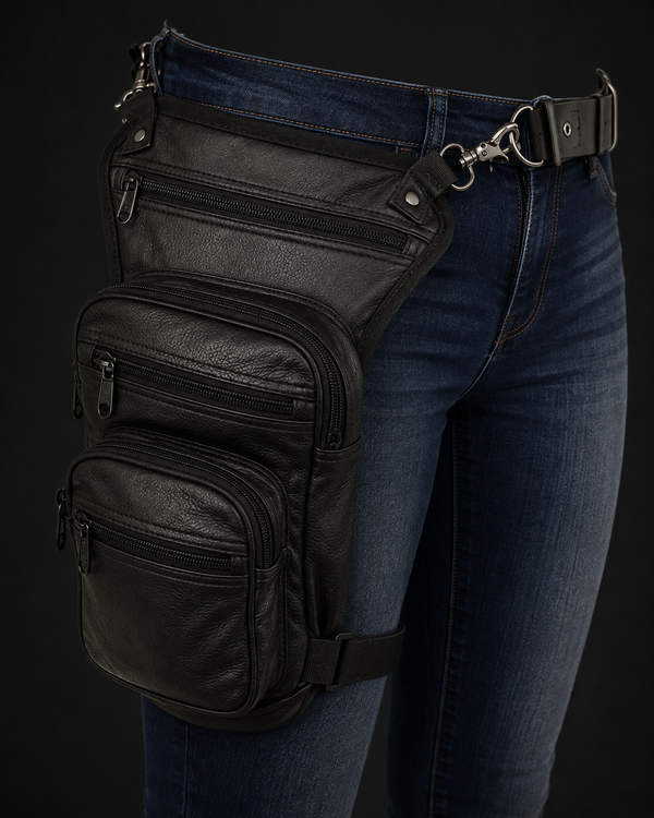 Leather Thigh Bag w/ Waist Belt and Concealed Gun Pocket