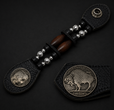 Buffalo Nickel Brown Bead vest extender