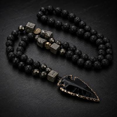 Lava Stone Arrowhead Necklace