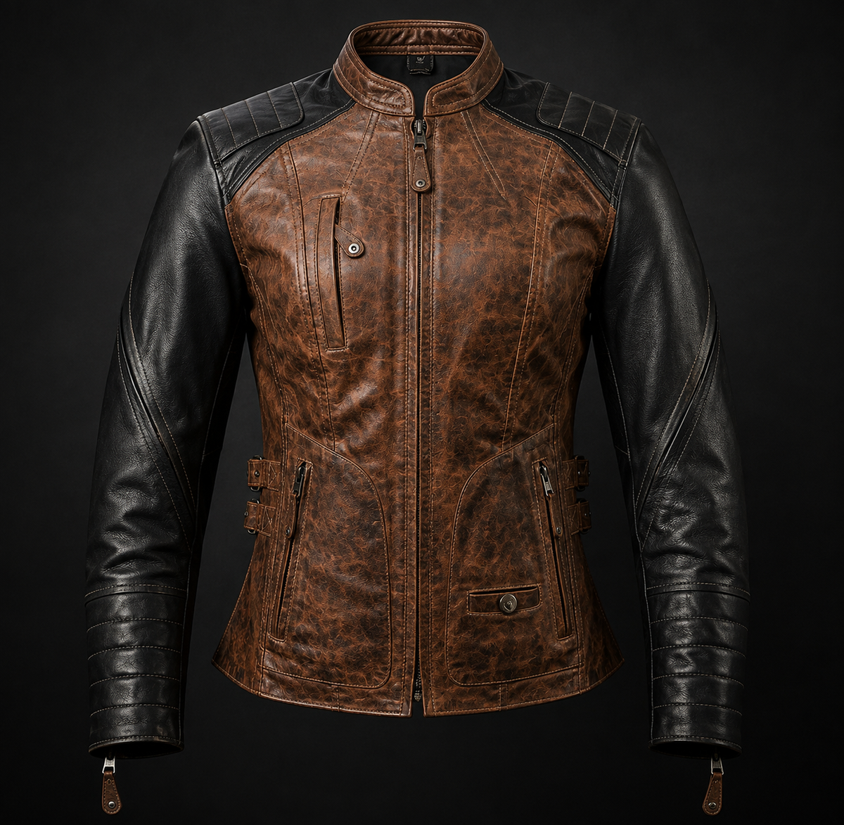 Ladies Black & Brown Leather Jacket