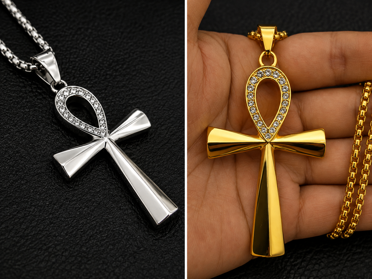 Large Ankh with crystals