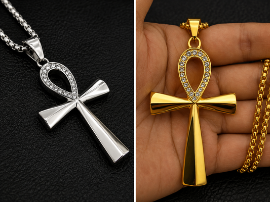Large Ankh with crystals