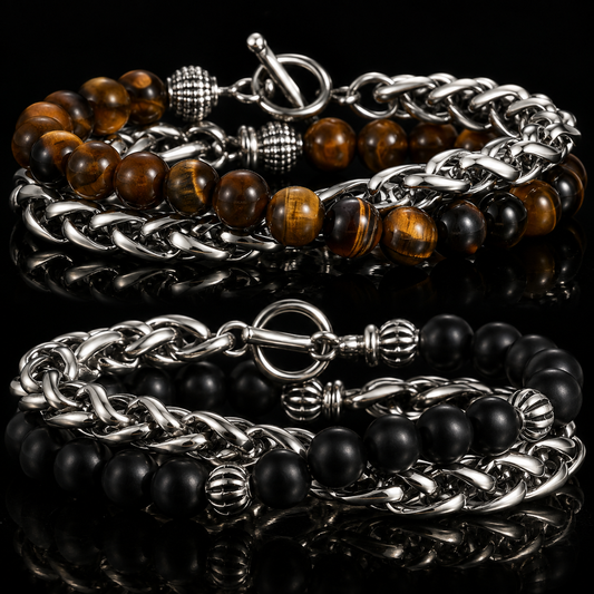Ladies Natural Stone & Stainless Steel Bracelet
