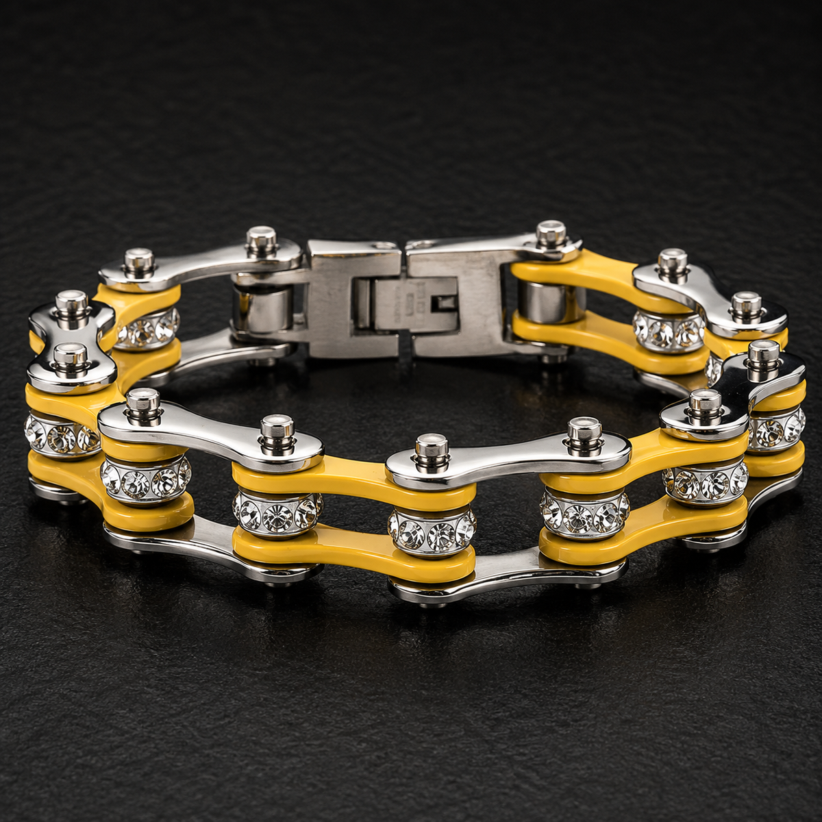 YELLOW/SILVER WITH SILVER CRYSTAL ROLLERS