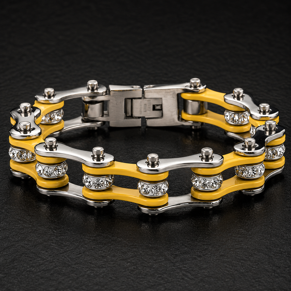 YELLOW/SILVER WITH SILVER CRYSTAL ROLLERS