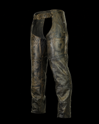 Vintage Distressed Cowhide Brown Jean Style Leather Chaps – Men or Women