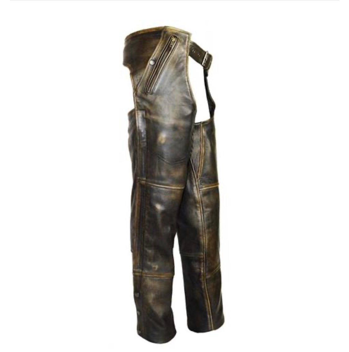 Distressed Brown Leather Chap with Removable Liner - Men or Women