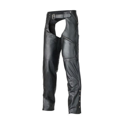 All Season, Insulated Zipper Pocket Naked Cowhide BLACK LeatheR Chap- Men or Women