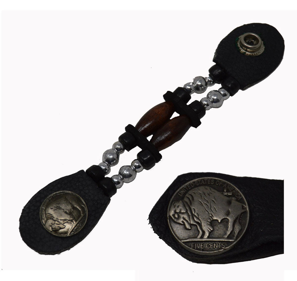 Buffalo Nickel Brown Bead vest extender