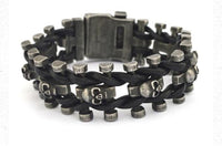 Gunmetal 25MM Wide Skull With Belt Buckle Armband