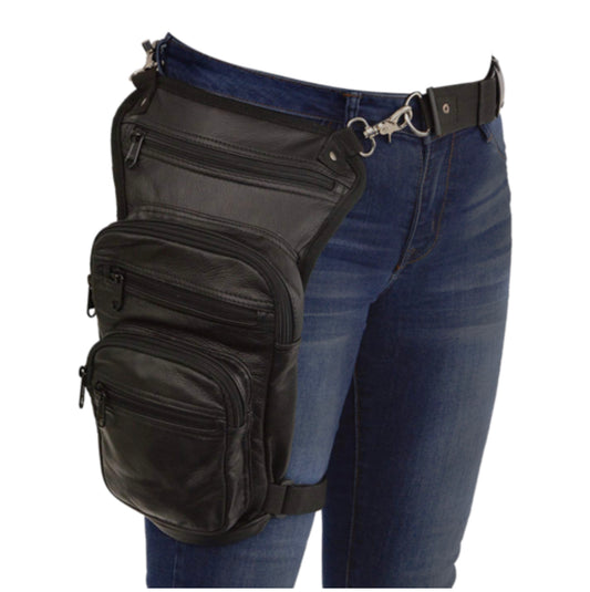 Leather Thigh Bag w/ Waist Belt and Concealed Gun Pocket