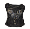 Leather Thigh Bag with Waist Belt-BLACK