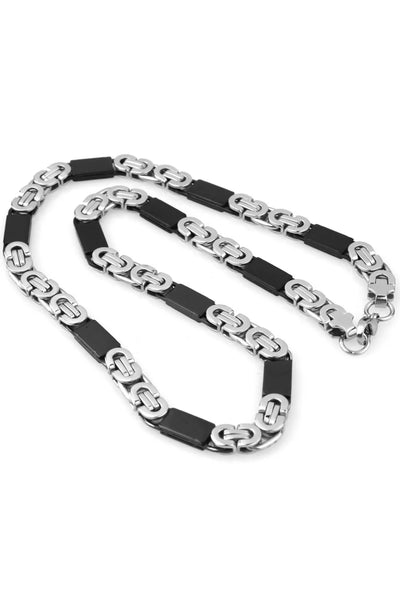 8mm Silver/Black Flat Biz Chain