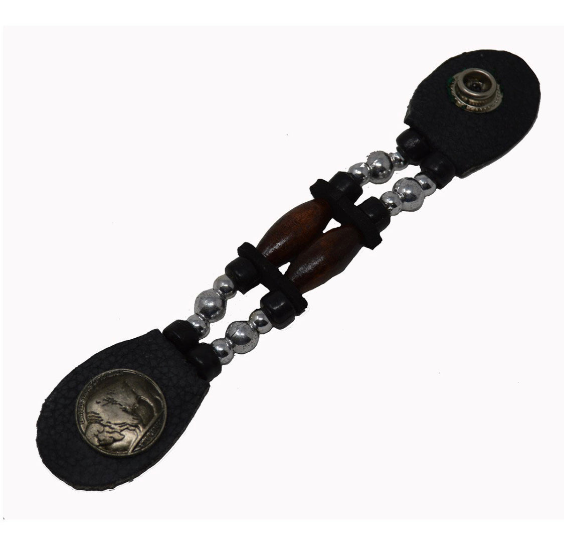 Buffalo Nickel Brown Bead vest extender