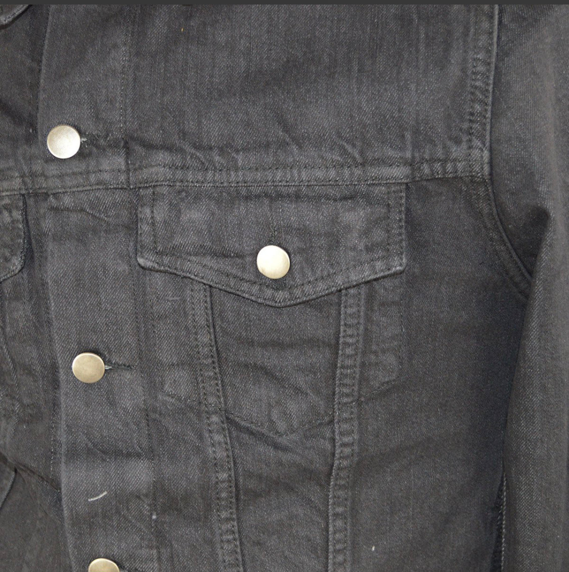 Black Heavy Duty Denim Button Front Jacket- MEN