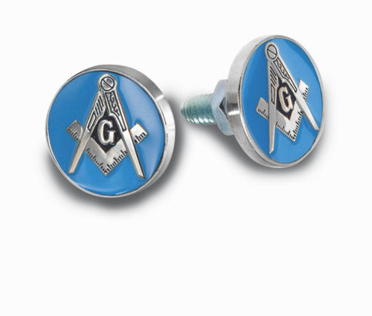 Masonic license plate bolts