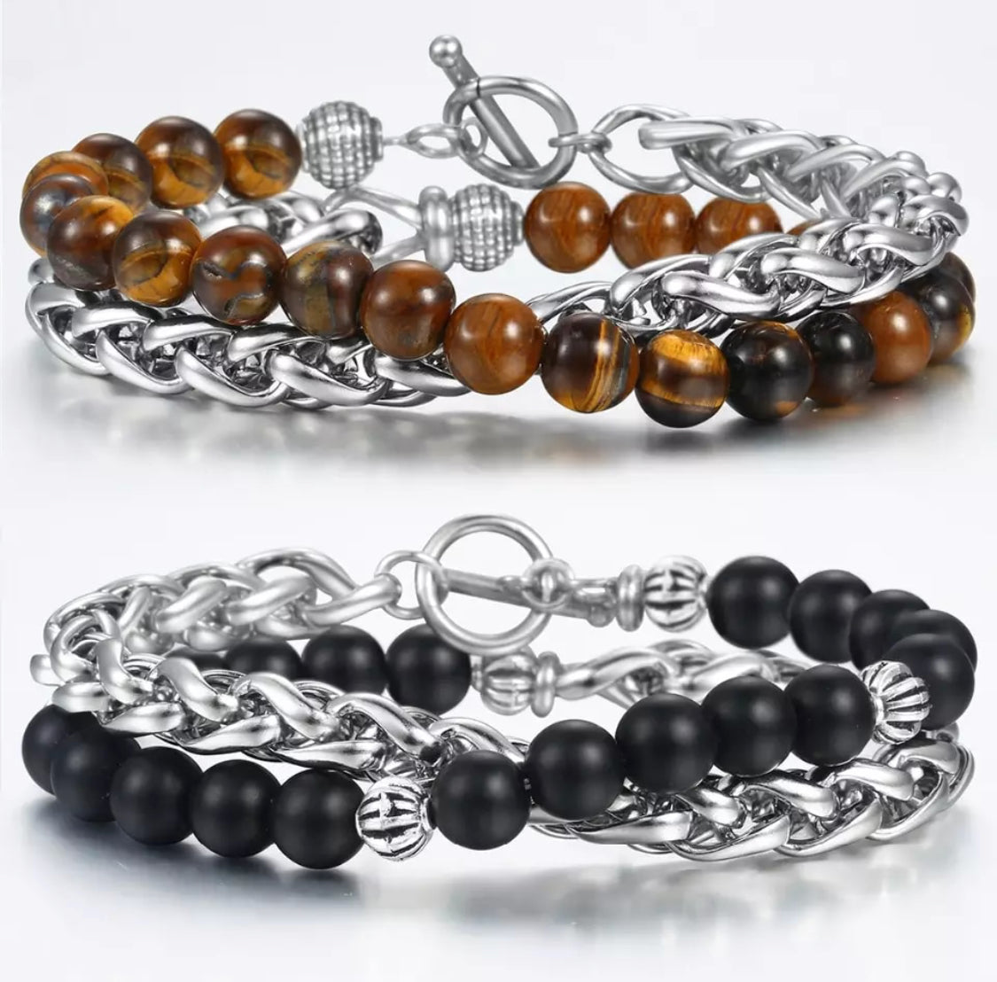 Ladies Natural Stone & Stainless Steel Bracelet