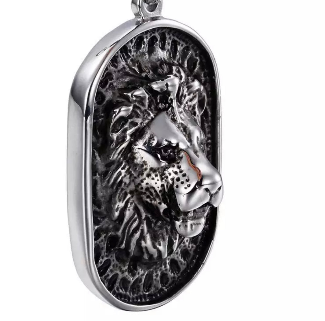 Lion Beaded Necklace -Silver