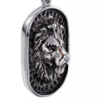 Lion Beaded Necklace -Silver