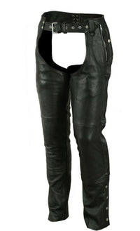 Four Pocket Black Cowhide Leather Chaps – Unisex
