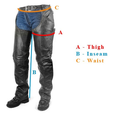 Insulated Zip-Out All Season Leather Chaps, Black – Men or Women