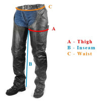 Insulated Zip-Out All Season Leather Chaps, Black – Men or Women