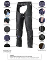 Zip-Out  Insulated Style Zipper Pocket Leather Chaps- Men or Women