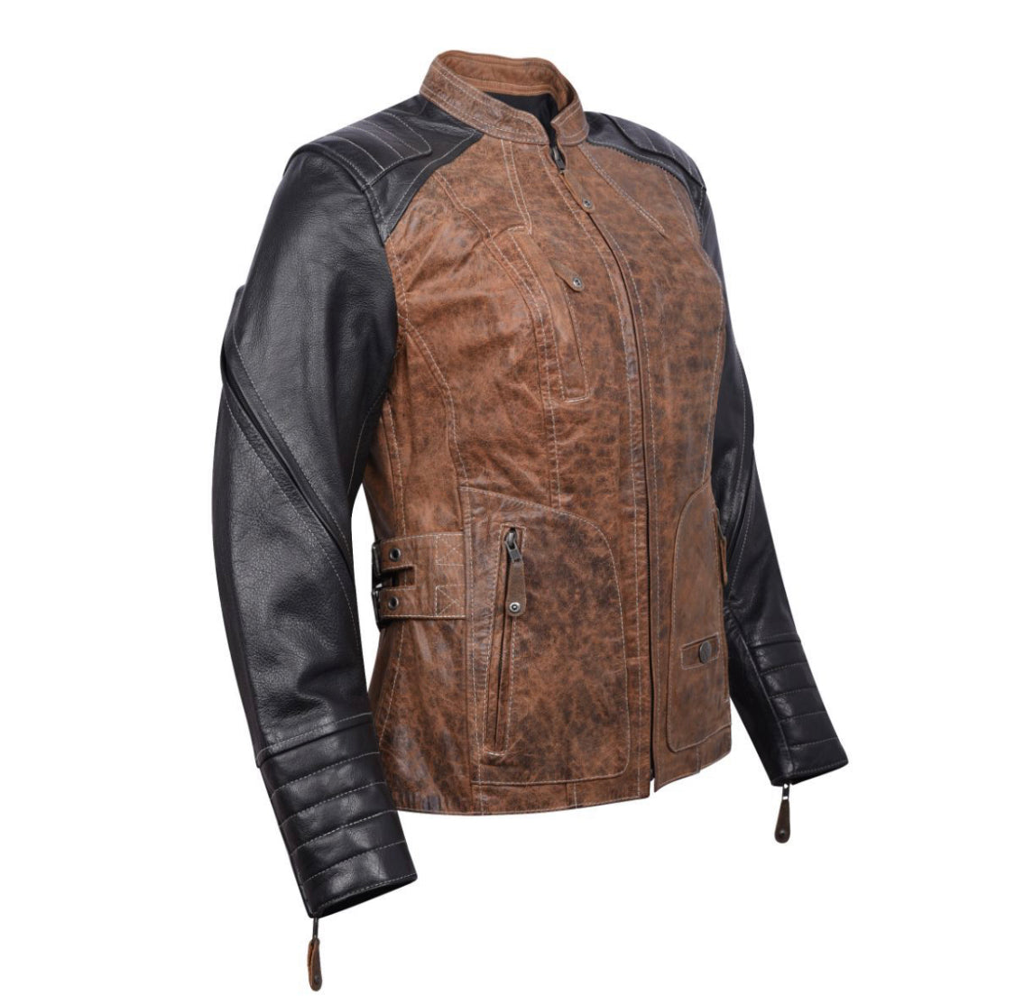 Ladies Black & Brown Leather Jacket