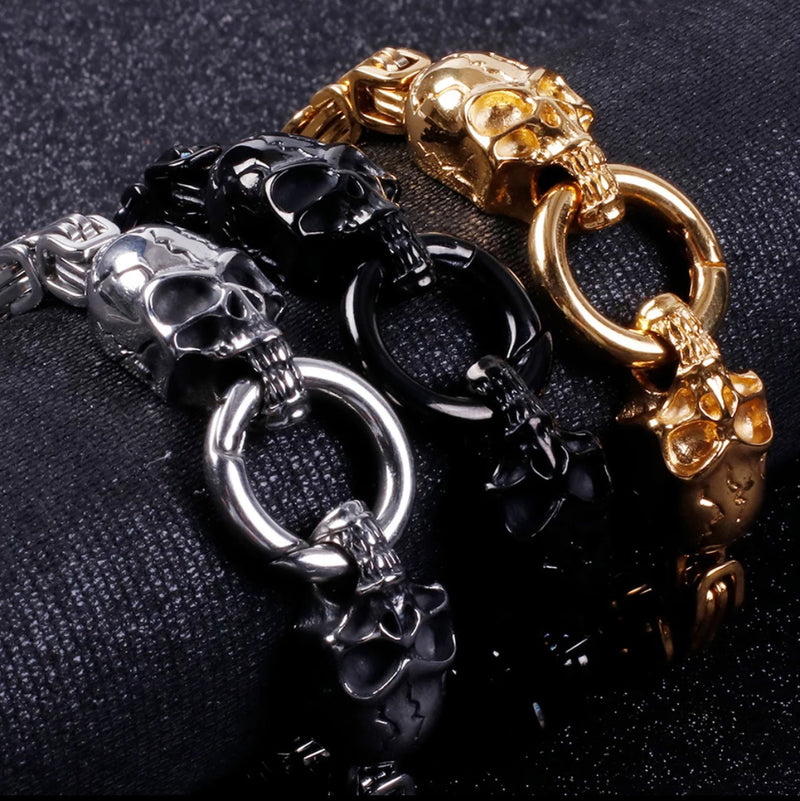 Luxury 3pcs/Set Skull Charm Black Bracelet Stainless Steel Men Enamel Roman  Number Bangles Europe Fashion Couple Jewelry - AliExpress