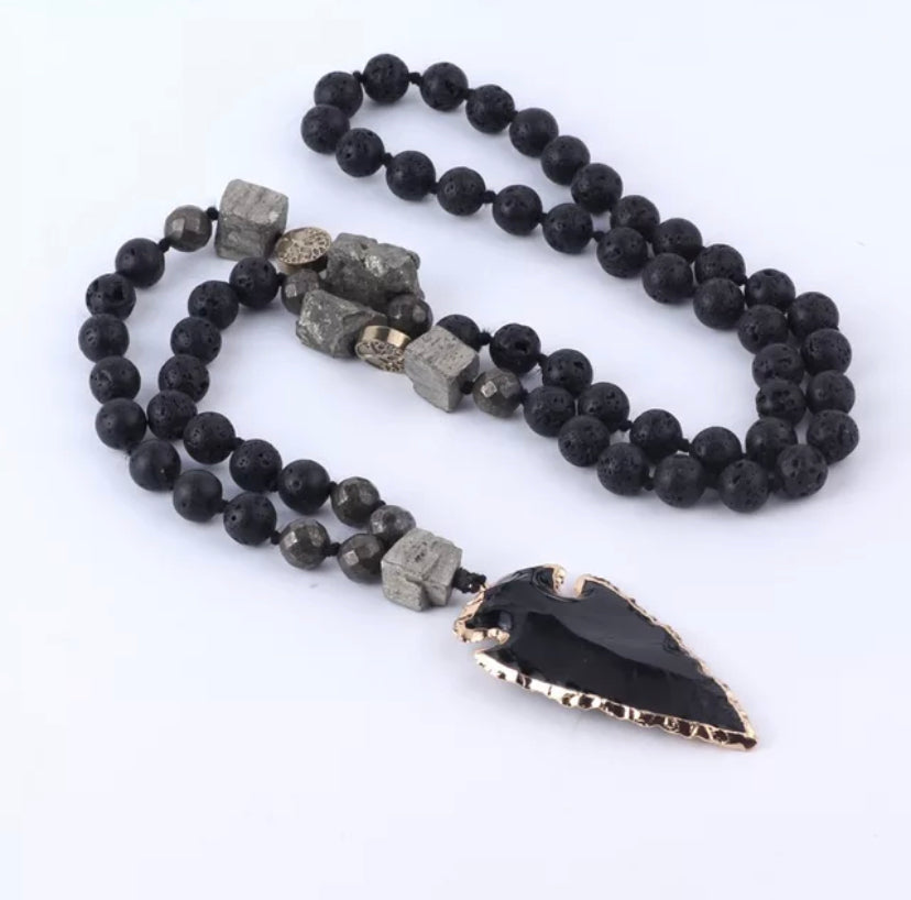 Lava Stone Arrowhead Necklace